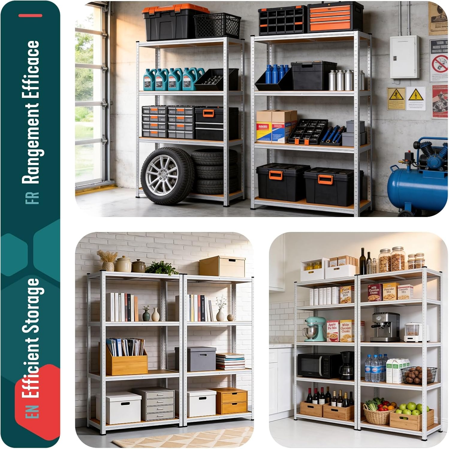 Set van 2 Stellingkasten 700kg | 80x40x160cm | 4 MDF Planken | 33% Korting