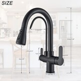 Keukenkraan Zwart 3-weg met Waterfilter & Uittrekbare Sproeier - 34% Korting