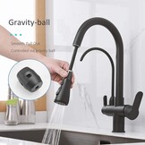 Keukenkraan Zwart 3-weg met Waterfilter & Uittrekbare Sproeier - 34% Korting