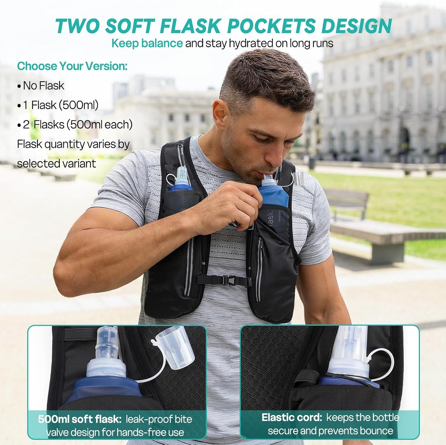 Hardloopvest met Drinkfles - Zwart - 32% Korting