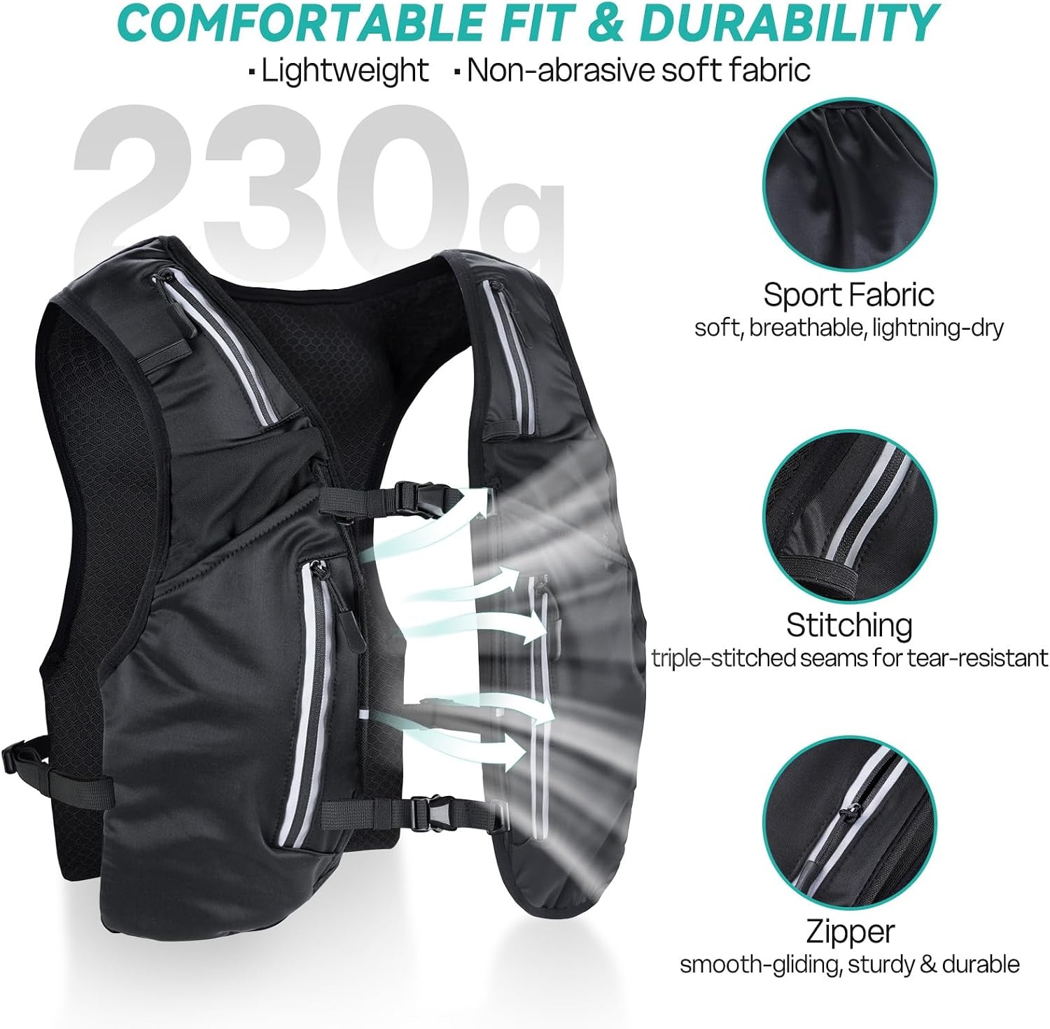 Hardloopvest met Drinkfles - Zwart - 32% Korting