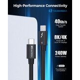 Thunderbolt 4 Kabel 0,8m - 40Gbps, 8K & 240W Opladen - 32% Korting!