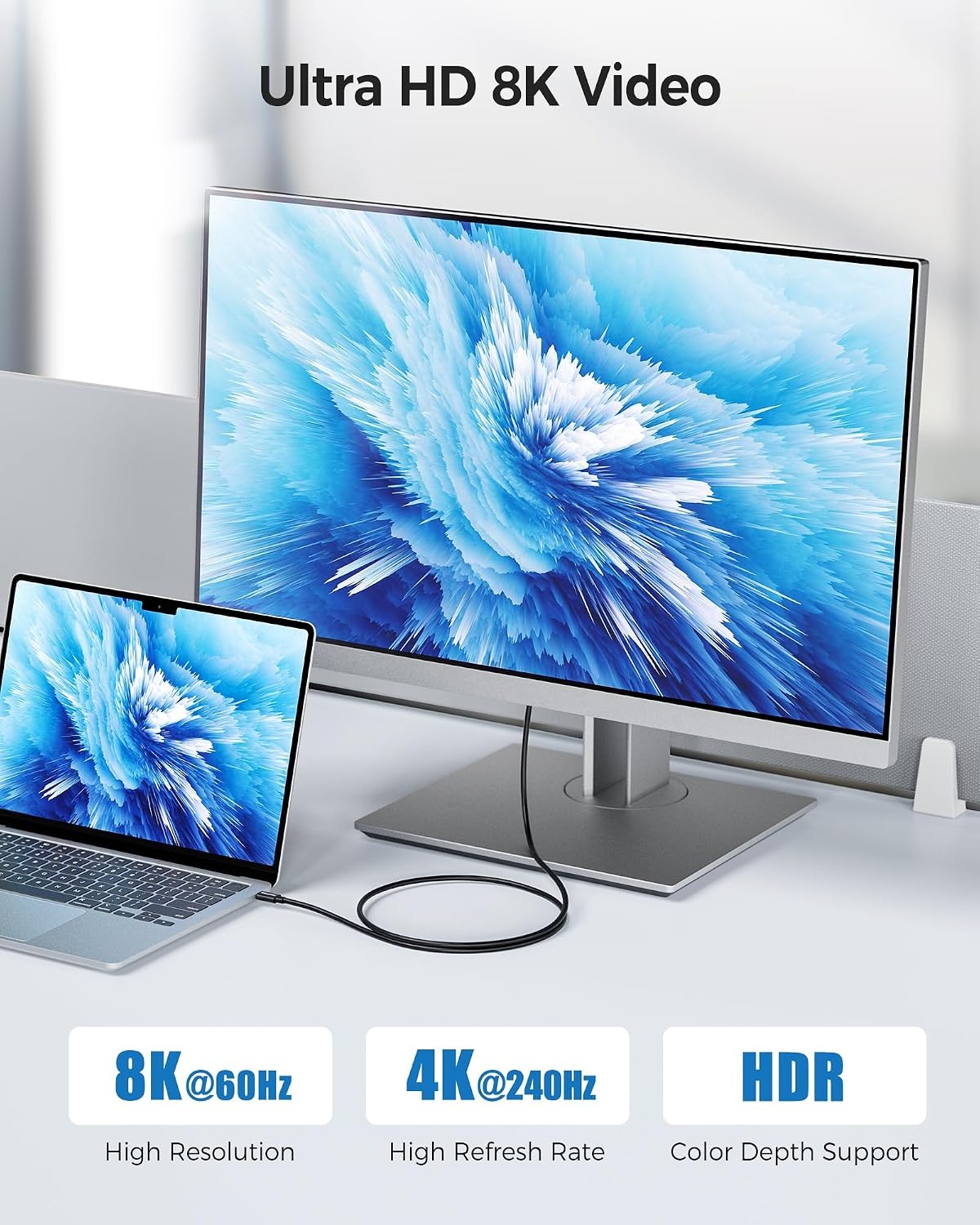 Thunderbolt 4 Kabel 0,8m - 40Gbps, 8K & 240W Opladen - 32% Korting!