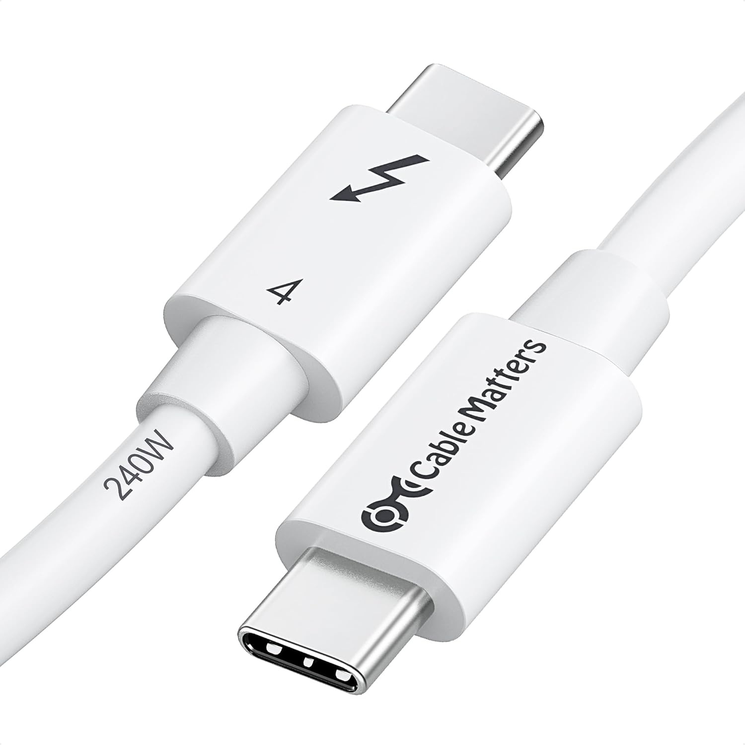 Thunderbolt 4 Kabel 0,8m - 40Gbps, 8K & 240W Opladen - 32% Korting!