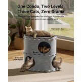 Kattenhuis met 2 verdiepingen, Krabpaal & Mand - Grijs - 32% Korting