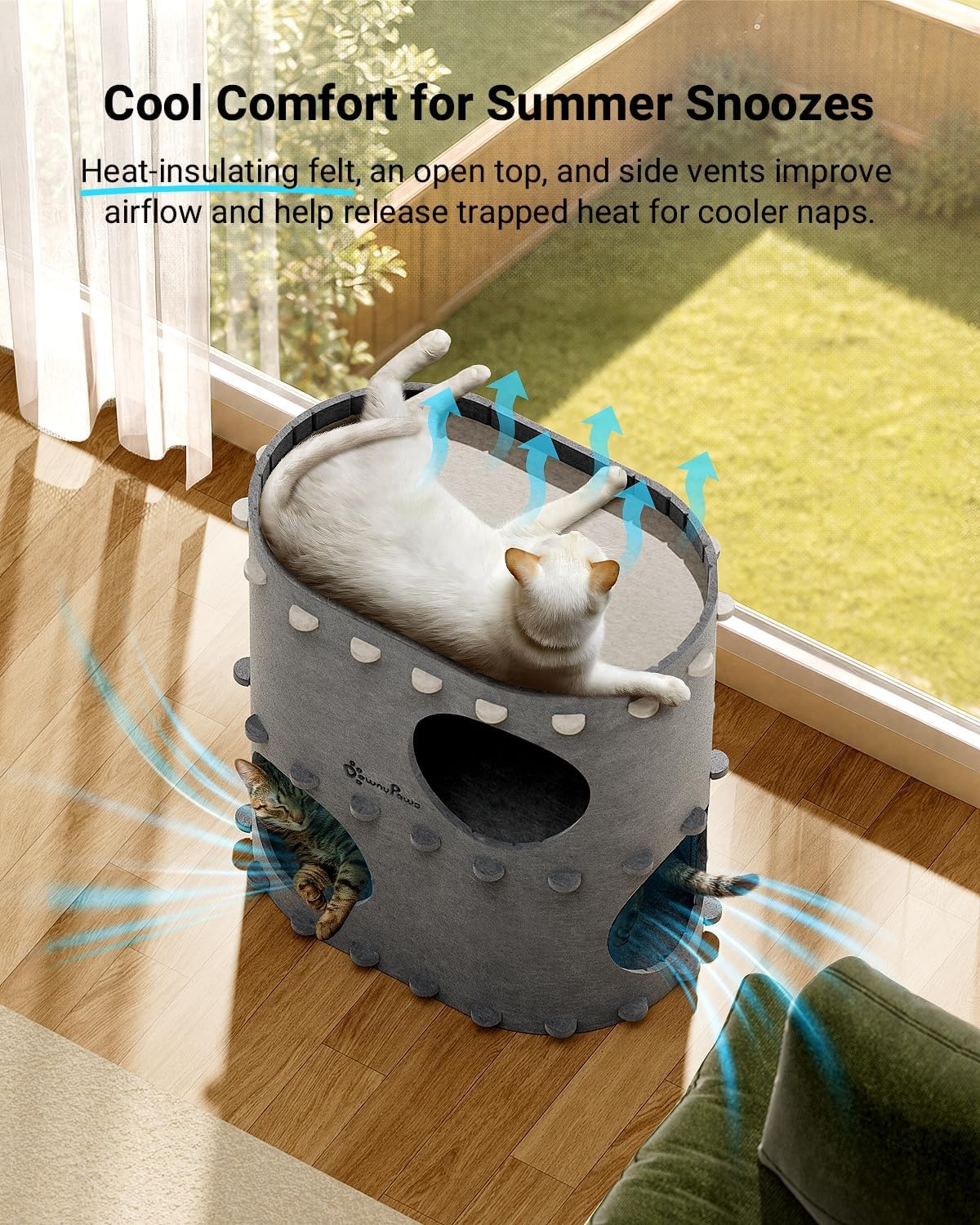 Kattenhuis met 2 verdiepingen, Krabpaal & Mand - Grijs - 32% Korting