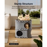 Kattenhuis met 2 verdiepingen, Krabpaal & Mand - Grijs - 32% Korting
