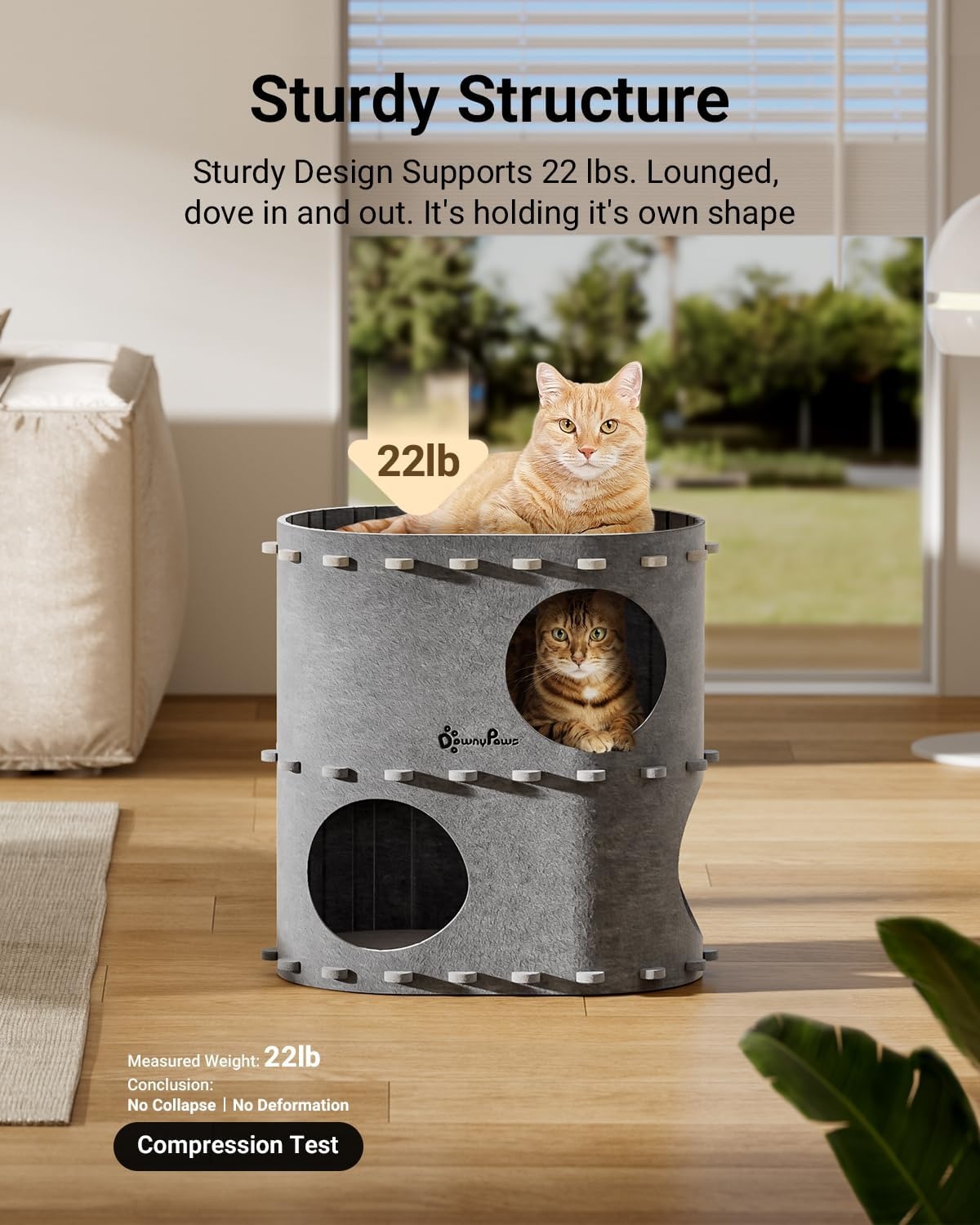 Kattenhuis met 2 verdiepingen, Krabpaal & Mand - Grijs - 32% Korting