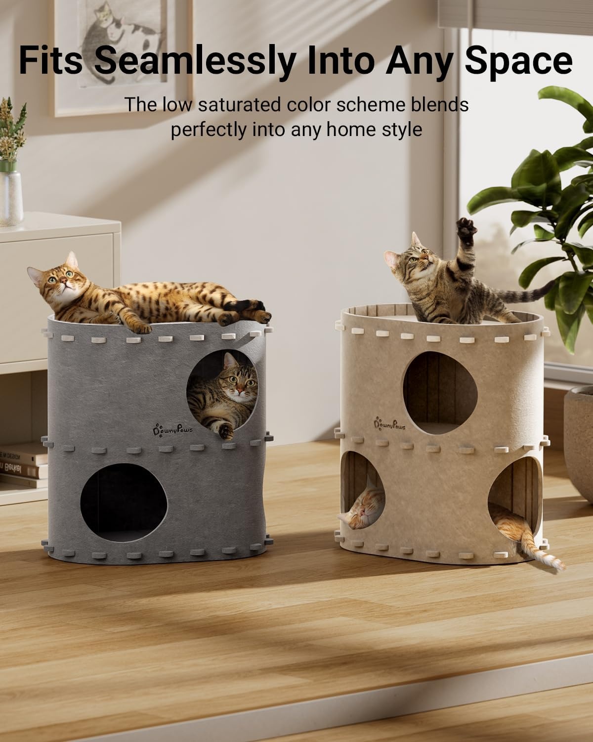 Kattenhuis met 2 verdiepingen, Krabpaal & Mand - Grijs - 32% Korting