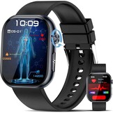 YUPENG Smartwatch 1,95 inch AMOLED - Fitness Tracker met Gezondheidsfuncties - Zwart