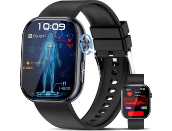 YUPENG Smartwatch 1,95 inch AMOLED - Fitness Tracker met Gezondheidsfuncties - Zwart