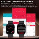 YUPENG Smartwatch 1,95 inch AMOLED - Fitness Tracker met Gezondheidsfuncties - Zwart