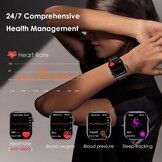 YUPENG Smartwatch 1,95 inch AMOLED - Fitness Tracker met Gezondheidsfuncties - Zwart