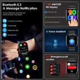 YUPENG Smartwatch 1,95 inch AMOLED - Fitness Tracker met Gezondheidsfuncties - Zwart