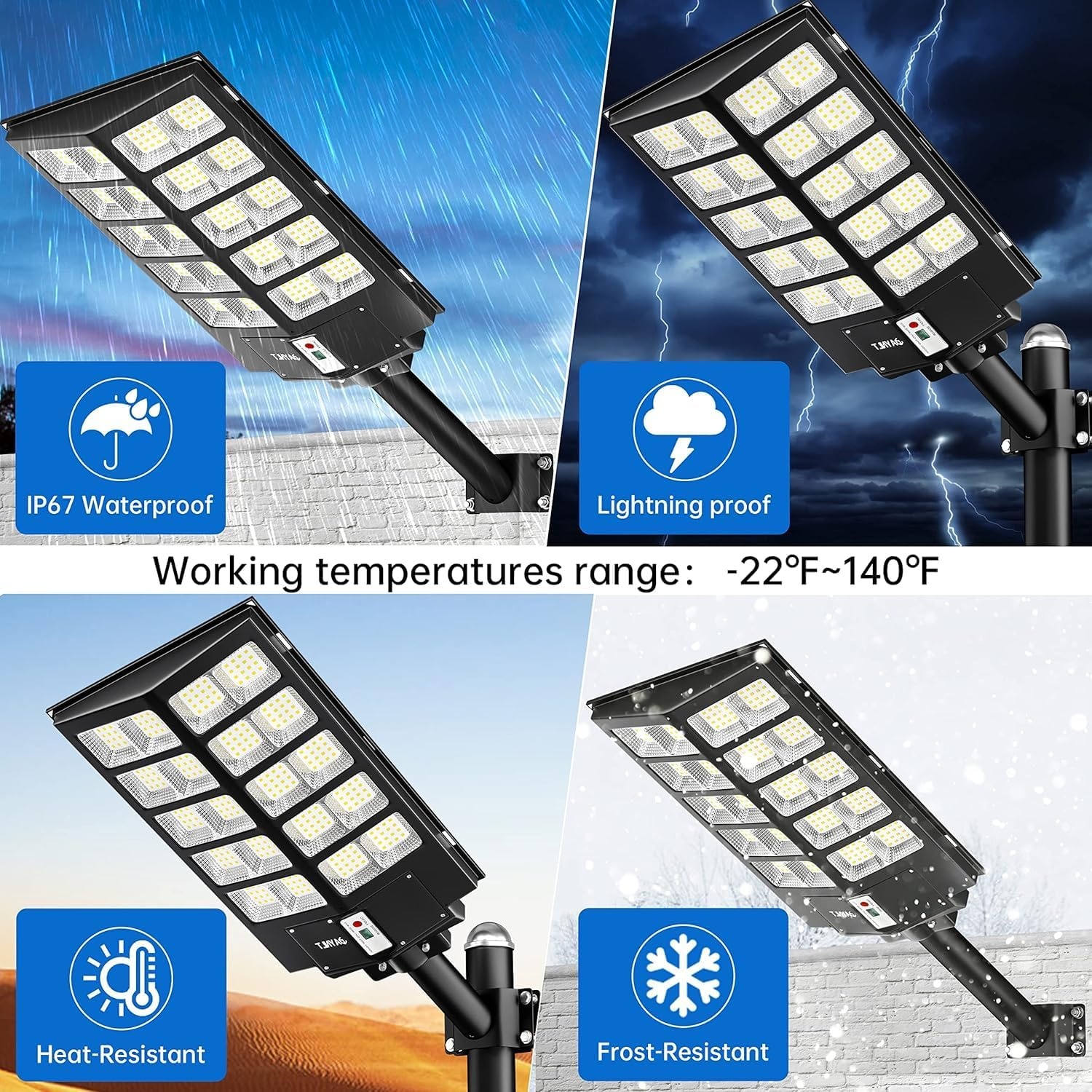 JAYNLT Zonne-energie Straatverlichting 8200W, IP67 Waterdicht, Bewegingssensor en Afstandsbediening