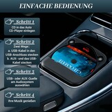 CD-speler voor auto met USB/AUX-aansluiting, externe universele cd-speler voor auto's, vrachtwagens, extra USB-verlengkabel, externe cd-drive voor laptop, pc, tv, compatibel met Android-autoradio