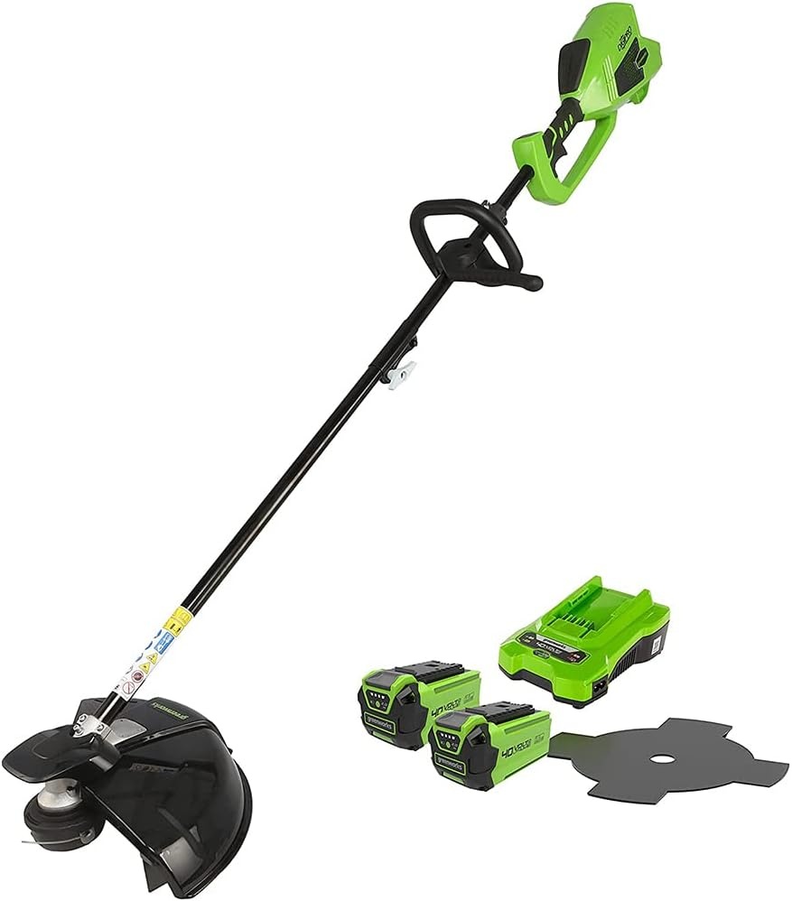Greenworks 40V Accu Bosmaaier en Grastrimmer - 40 cm - Inclusief 2 Accu's en Lader - Groen