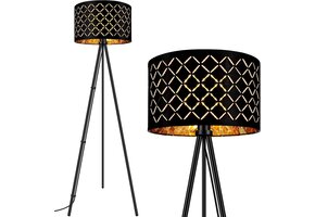 LED Driepoot Vloerlamp 158cm Zwart Goud met Voetschakelaar - 34% Korting