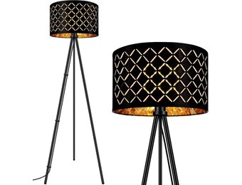 AUQUEE LED Tripod Vloerlamp - 158 cm - Moderne Drielpoots Staande Lamp - Zwart met Goud - Inclusief LED