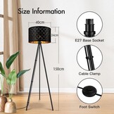 AUQUEE LED Tripod Vloerlamp - 158 cm - Moderne Drielpoots Staande Lamp - Zwart met Goud - Inclusief LED