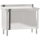 vidaXL Keukenwerktafel met schuifdeuren roestvrijstaal