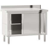 vidaXL Keukenwerktafel met schuifdeuren roestvrijstaal