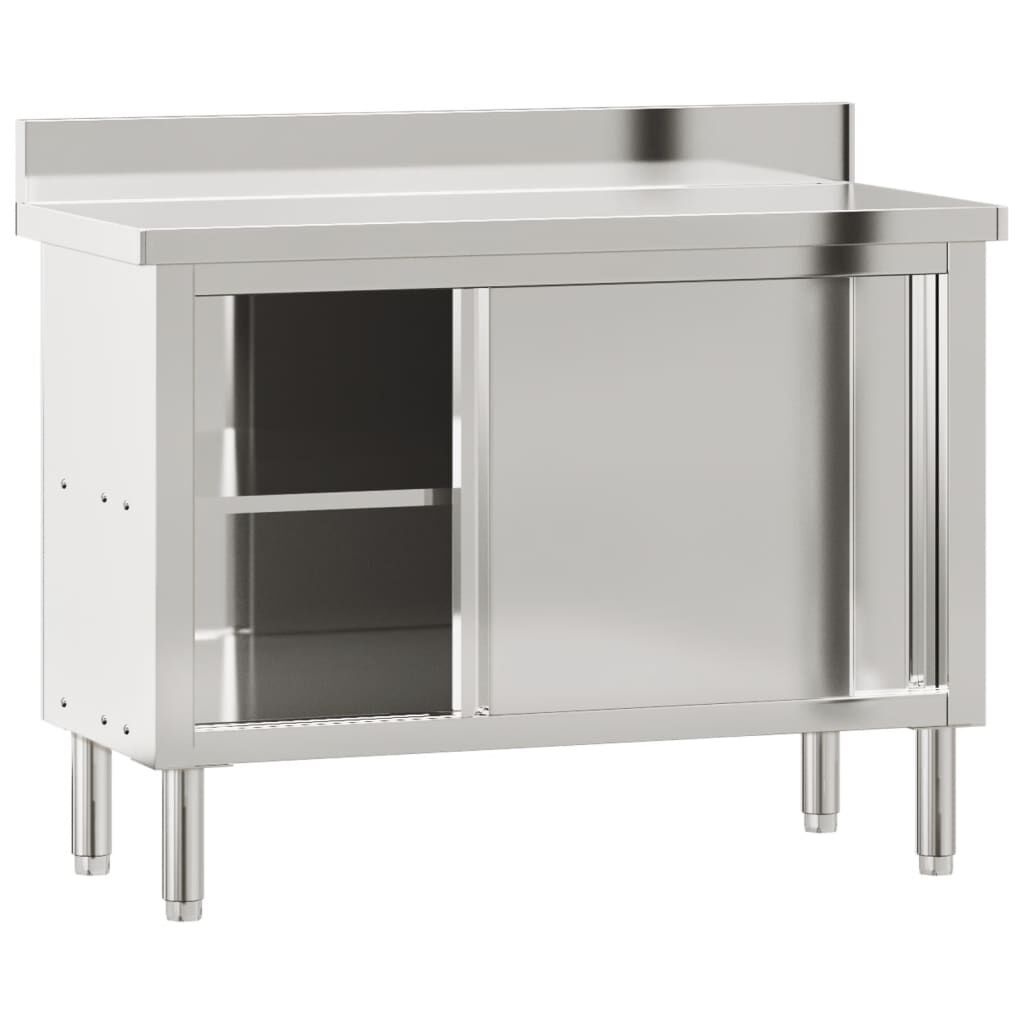 vidaXL Keukenwerktafel met schuifdeuren roestvrijstaal