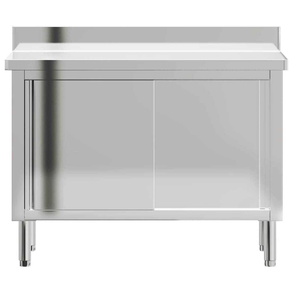vidaXL Keukenwerktafel met schuifdeuren roestvrijstaal