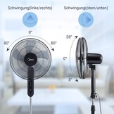 Midea FS40-15FR Staande ventilator, stil met afstandsbediening, 3 snelheden, led-display, 7,5 uur-timer, in hoogte verstelbaar, 80 graden oscillatiefunctie, 55 W krachtig, ventilator, luchtcirculatie, zwart