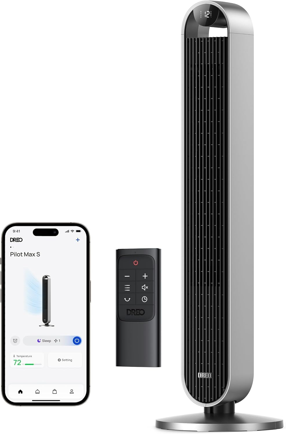 Dreo Torenventilator met Afstandsbediening van 106 cm, 1-12 uur Timer, 36W Stille Staande Ventilator met Oscillatie 120 Graden, 12 Snelheden, 4 Modi, Mobiele Ventilator voor Huis Bureau