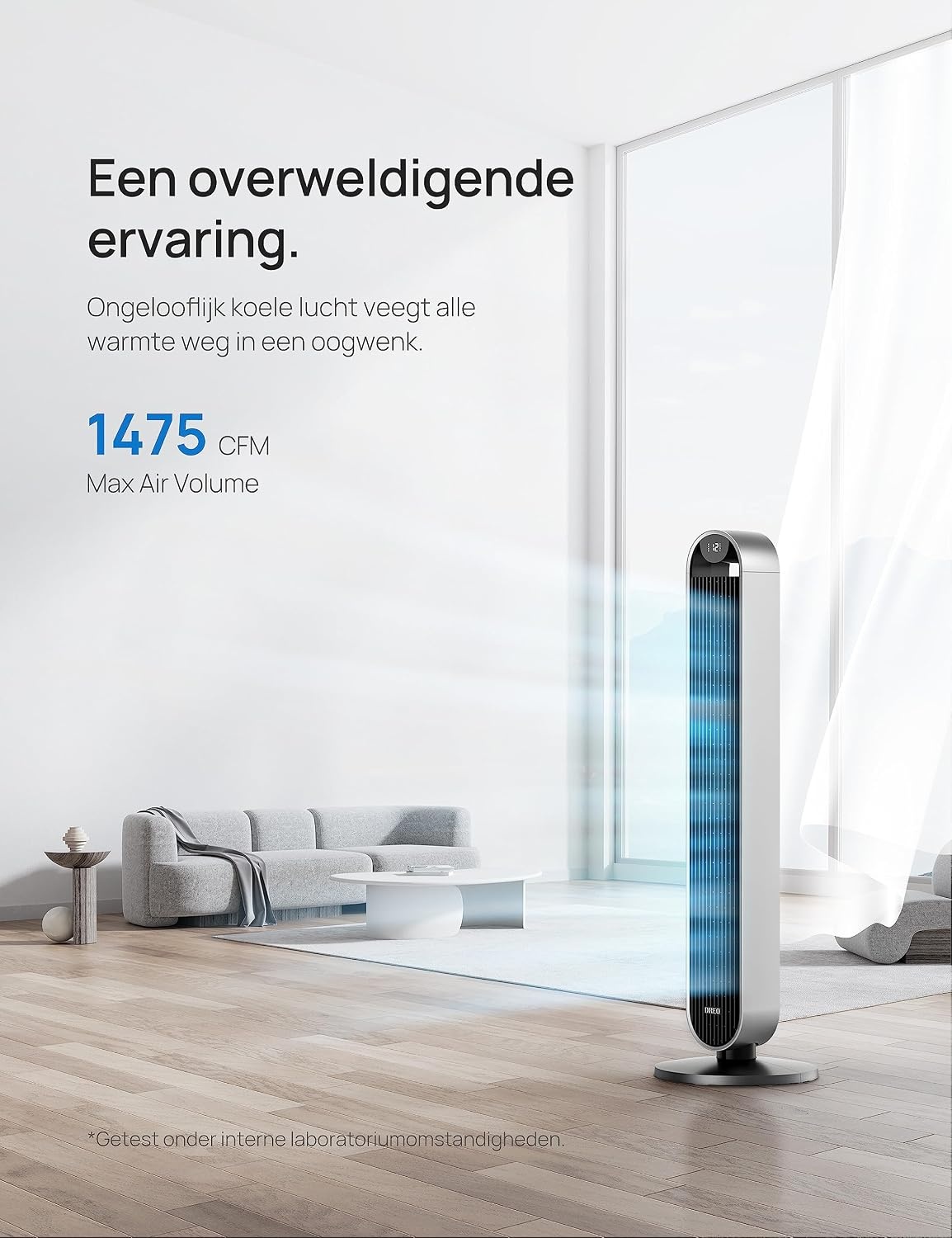 Dreo Torenventilator met Afstandsbediening van 106 cm, 1-12 uur Timer, 36W Stille Staande Ventilator met Oscillatie 120 Graden, 12 Snelheden, 4 Modi, Mobiele Ventilator voor Huis Bureau