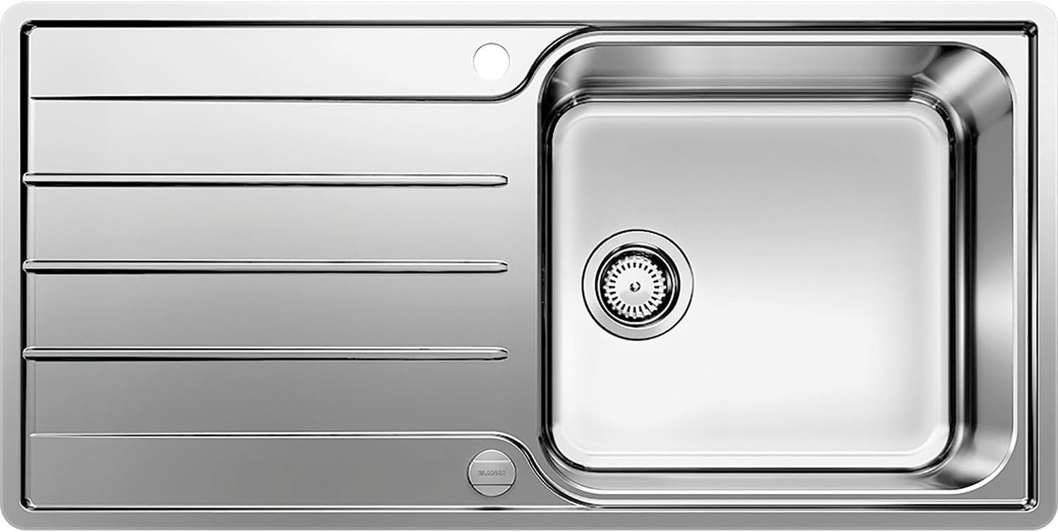 BLANCO LEMIS XL 6 S-IF 523035 Roestvrijstalen spoelbak voor de keuken, voor 60 cm brede onderkasten, met IF vlakke rand en extra grote bak - Maat XL-Becken mit Abtropffläche