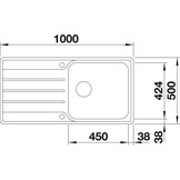BLANCO LEMIS XL 6 S-IF 523035 Roestvrijstalen spoelbak voor de keuken, voor 60 cm brede onderkasten, met IF vlakke rand en extra grote bak - Maat XL-Becken mit Abtropffläche