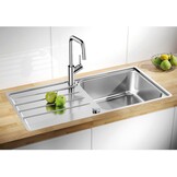 BLANCO LEMIS XL 6 S-IF 523035 Roestvrijstalen spoelbak voor de keuken, voor 60 cm brede onderkasten, met IF vlakke rand en extra grote bak - Maat XL-Becken mit Abtropffläche