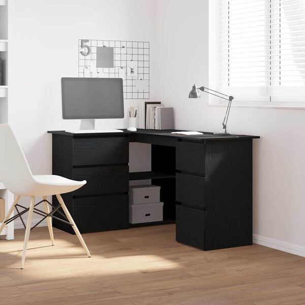 Bureau met Lade Zwart Eiken 60% Korting