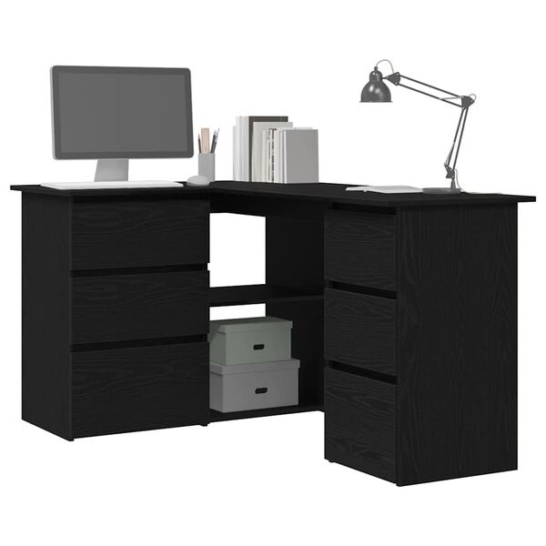 Bureau met Lade Zwart Eiken 60% Korting