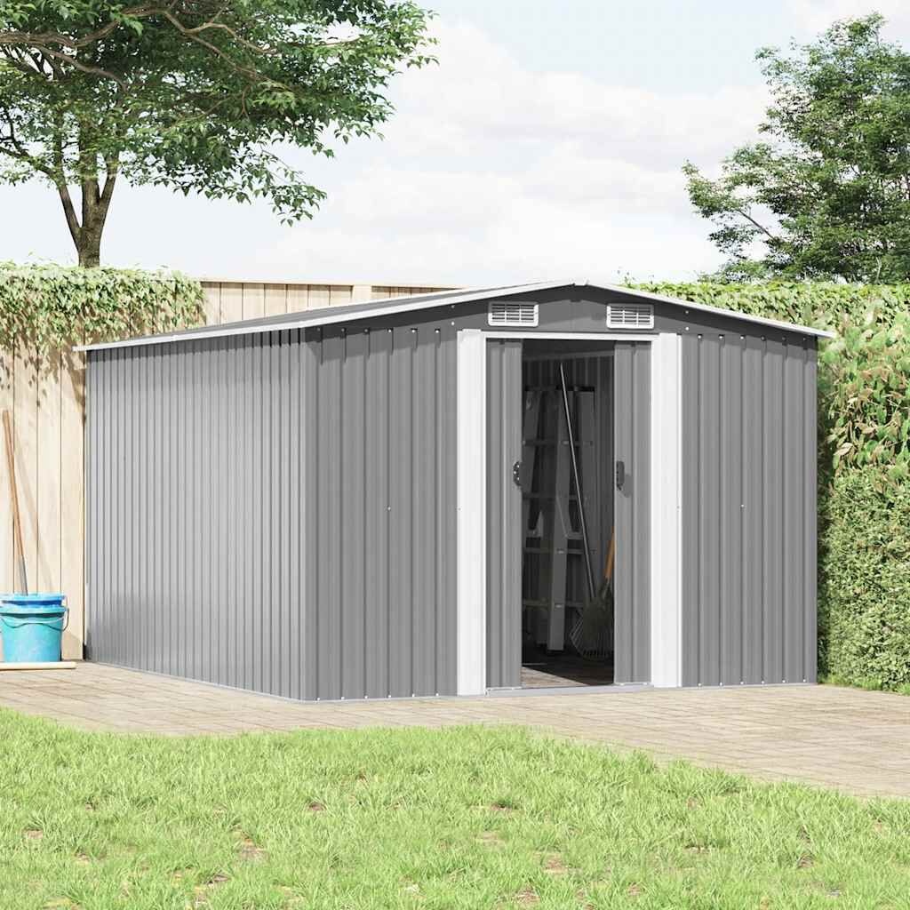 vidaXL Tuinschuur Metaal Grijs 257x298x178 cm - 35% Korting