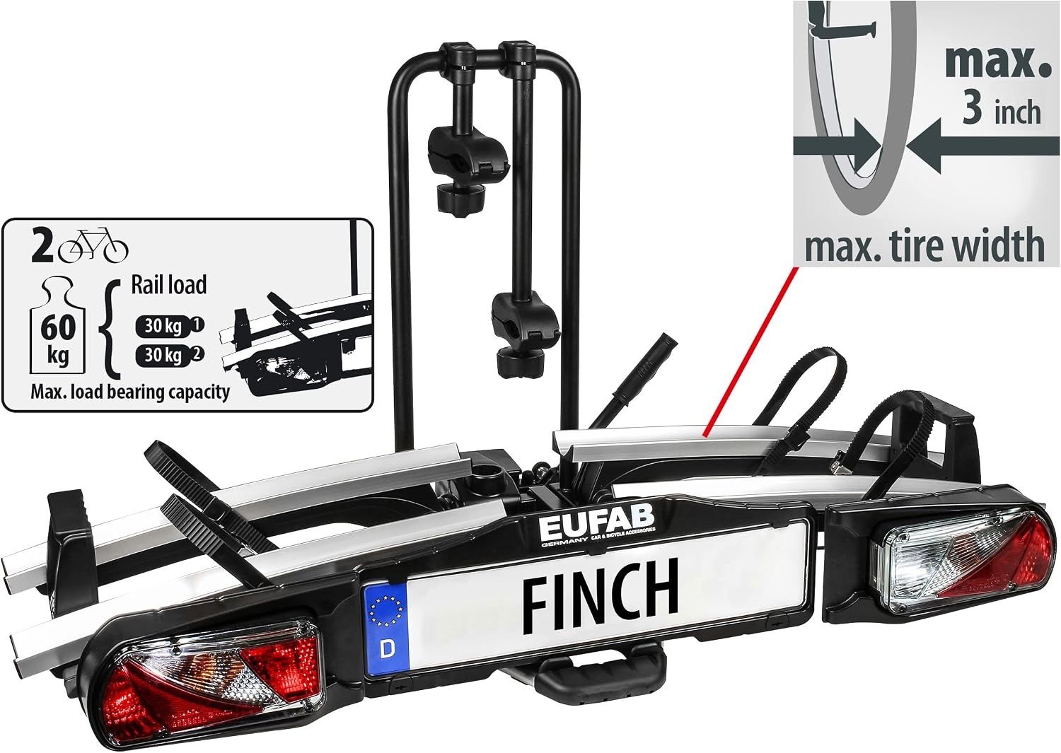 EUFAB Fietsendrager FINCH voor 2 Fietsen - 35% Korting