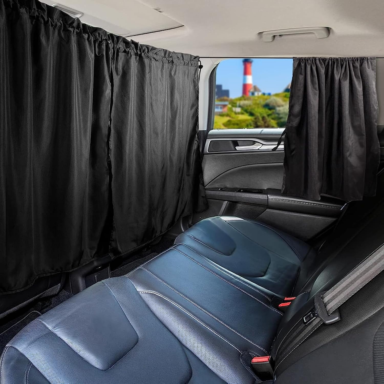 Set van 3 scheidingsgordijnen voor de auto, zonwering, scheidingsgordijn, voor reizen, privacy, gordijn, afneembare inkijkbescherming, auto voor alle autozonneklep, reizen, camping, nap slapen