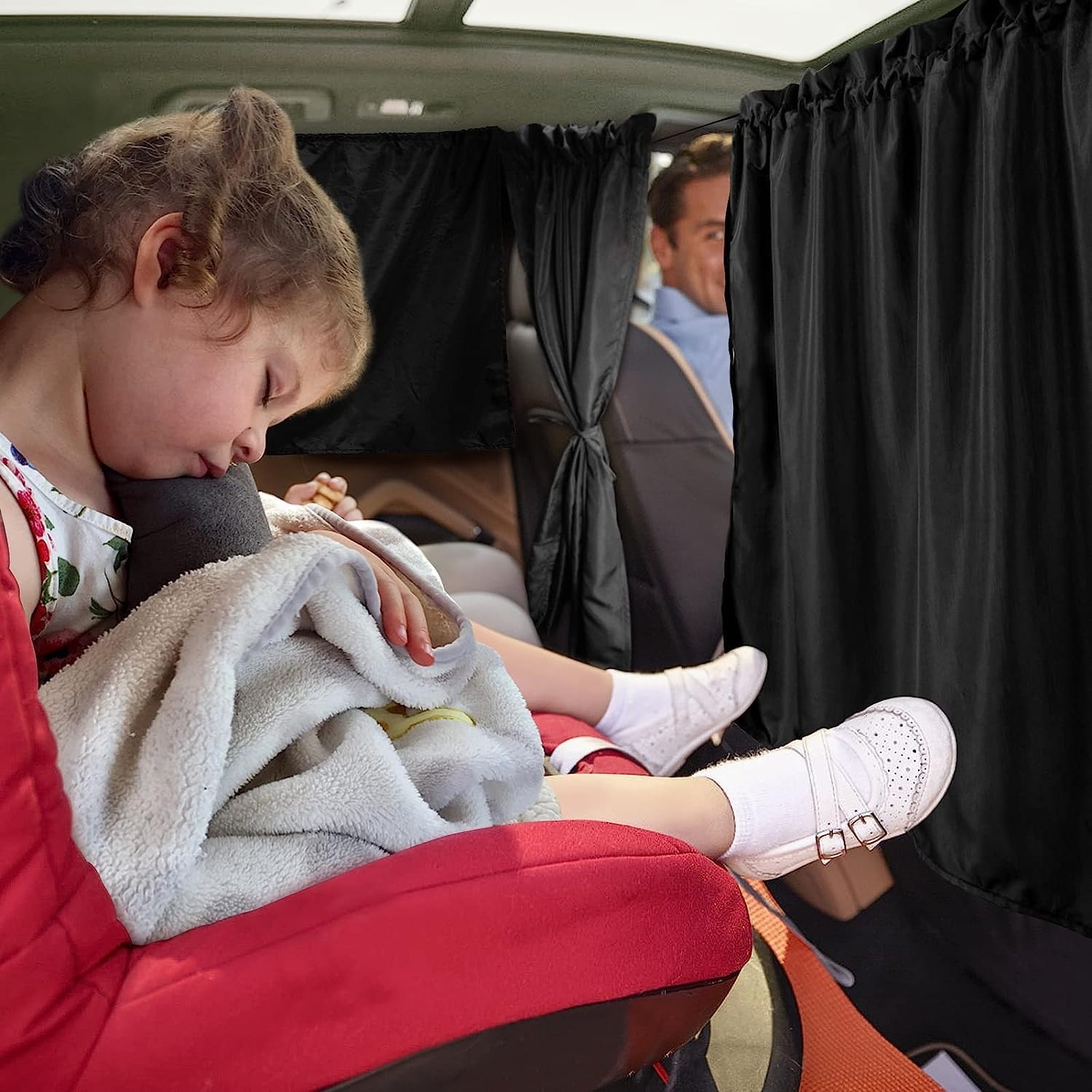 Set van 3 scheidingsgordijnen voor de auto, zonwering, scheidingsgordijn, voor reizen, privacy, gordijn, afneembare inkijkbescherming, auto voor alle autozonneklep, reizen, camping, nap slapen