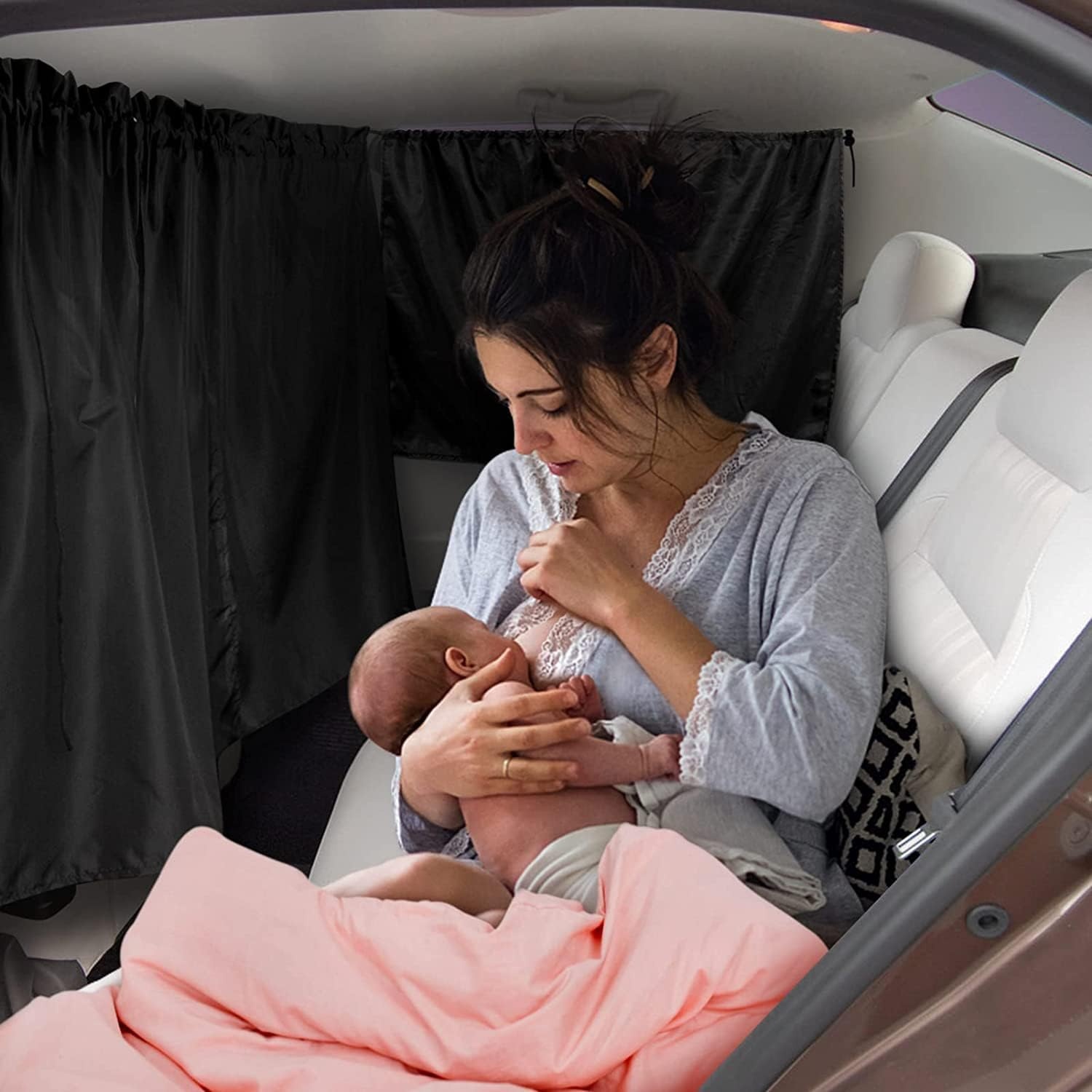 Set van 3 scheidingsgordijnen voor de auto, zonwering, scheidingsgordijn, voor reizen, privacy, gordijn, afneembare inkijkbescherming, auto voor alle autozonneklep, reizen, camping, nap slapen