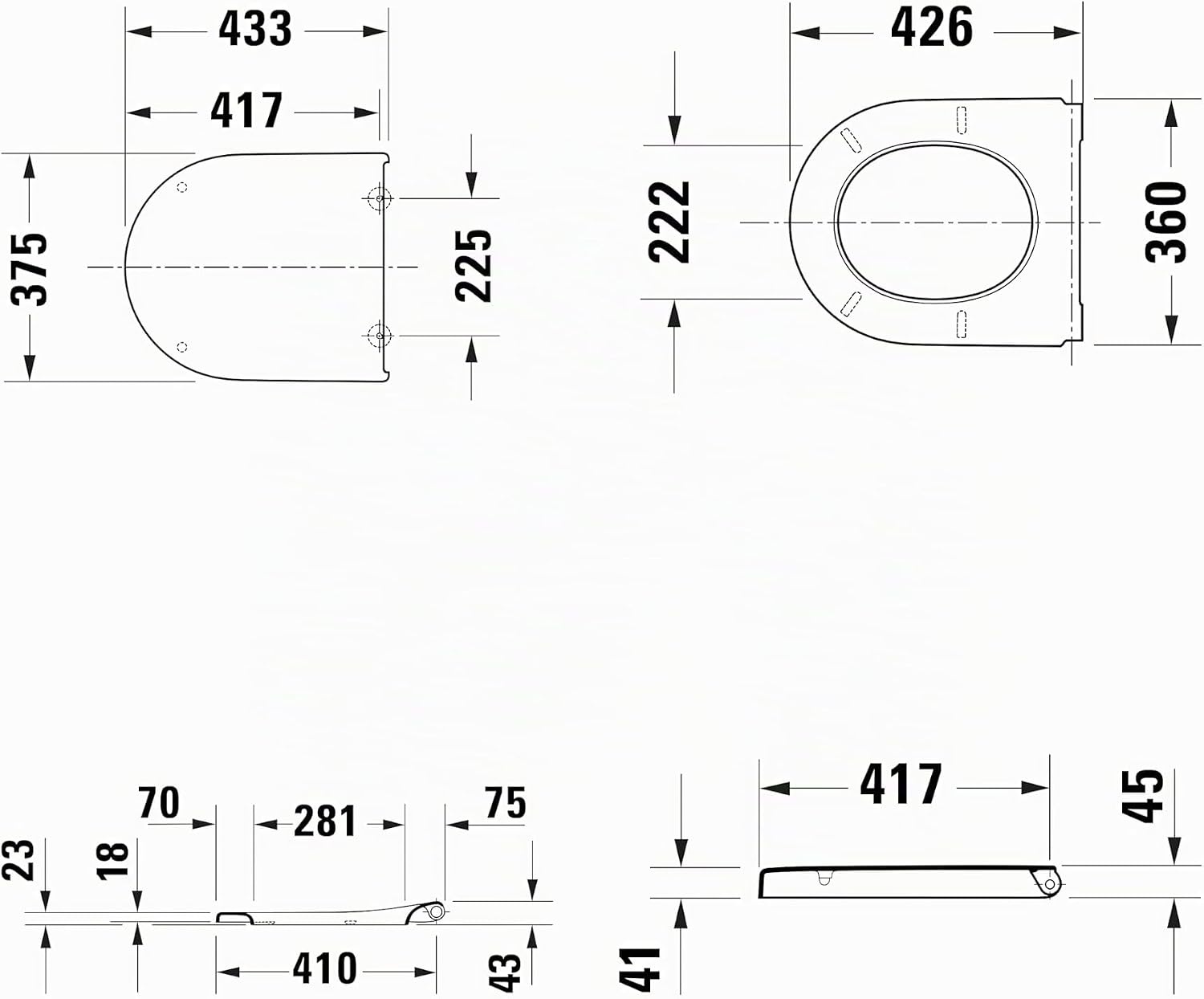 Duravit Univavo WC-zitting D-vorm - 432 x 374 mm - Softclose - Wit