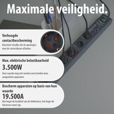 Brennenstuhl Secure-Tec Stekkerdoos 8-voudig met overspanningsbeveiliging en Main-Follow functie (stekkerdoos met 3m kabel en schakelaar) antraciet