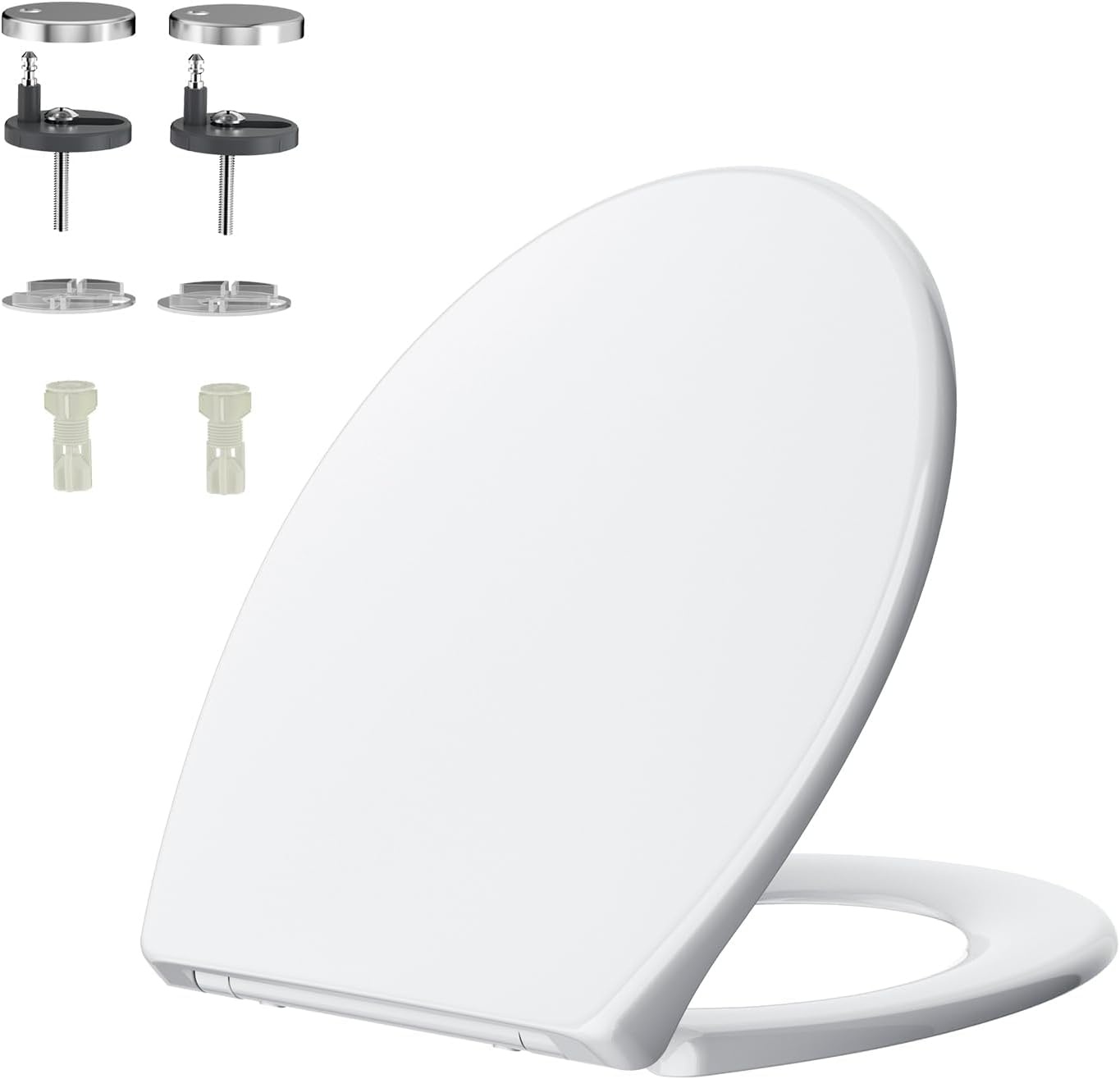 Rainsworth Nano Glaze Toiletdeksel, Urea Formaldehyde toiletbril met softclosemechanisme, ergonomisch ontworpen antibacteriële wc-deksel, universele wc-bril
