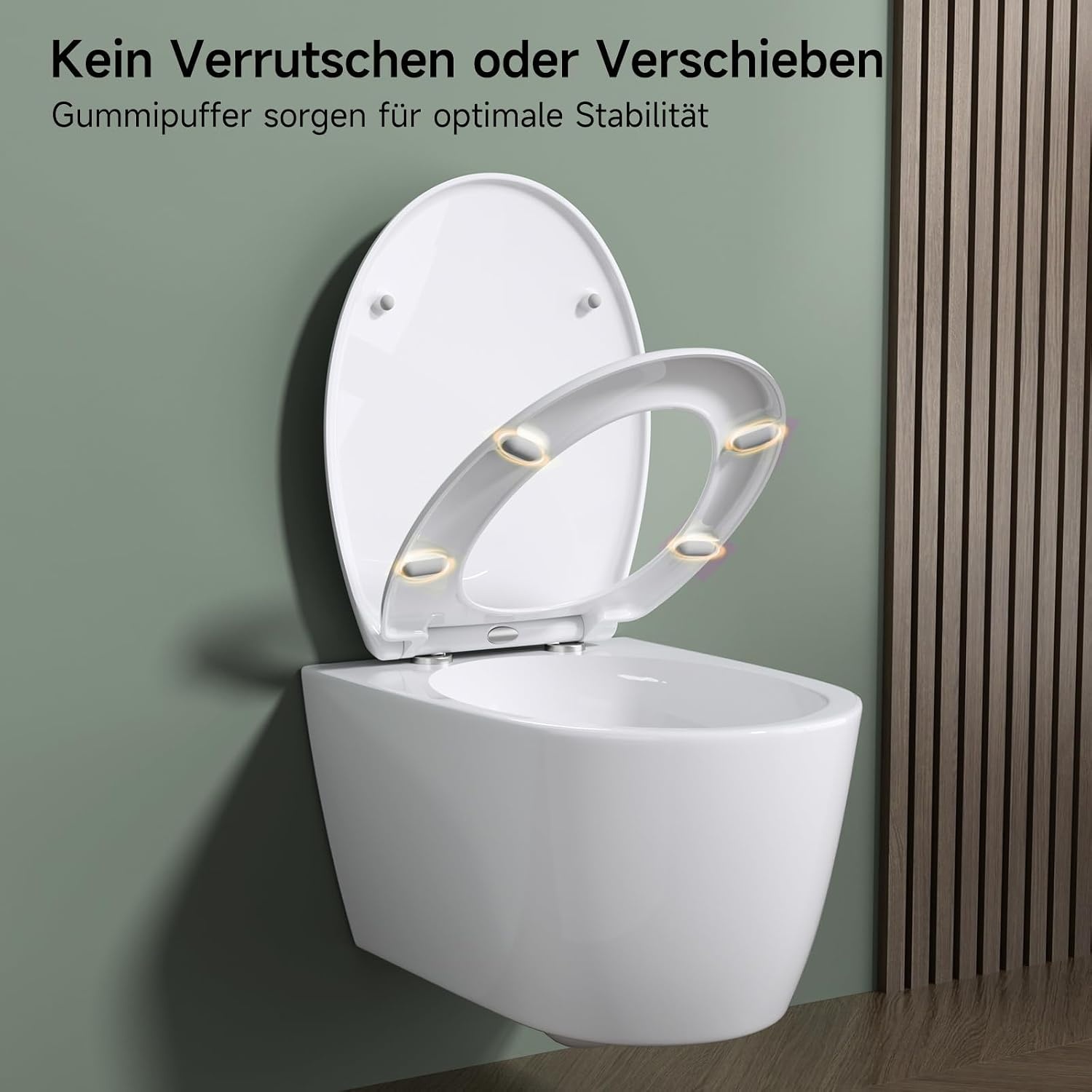 Rainsworth Nano Glaze Toiletdeksel, Urea Formaldehyde toiletbril met softclosemechanisme, ergonomisch ontworpen antibacteriële wc-deksel, universele wc-bril