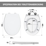 Rainsworth Nano Glaze Toiletdeksel, Urea Formaldehyde toiletbril met softclosemechanisme, ergonomisch ontworpen antibacteriële wc-deksel, universele wc-bril