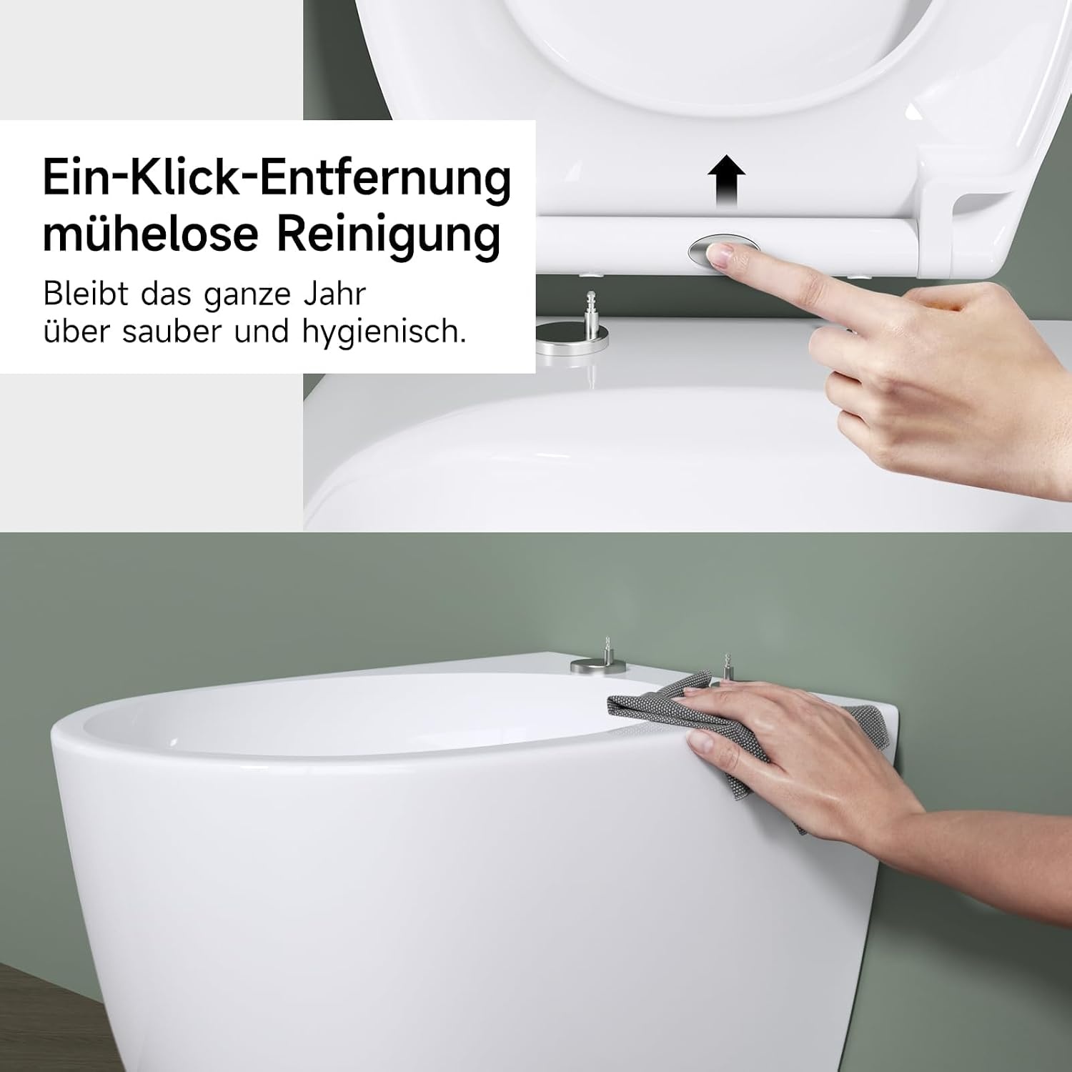 Rainsworth Nano Glaze Toiletdeksel, Urea Formaldehyde toiletbril met softclosemechanisme, ergonomisch ontworpen antibacteriële wc-deksel, universele wc-bril