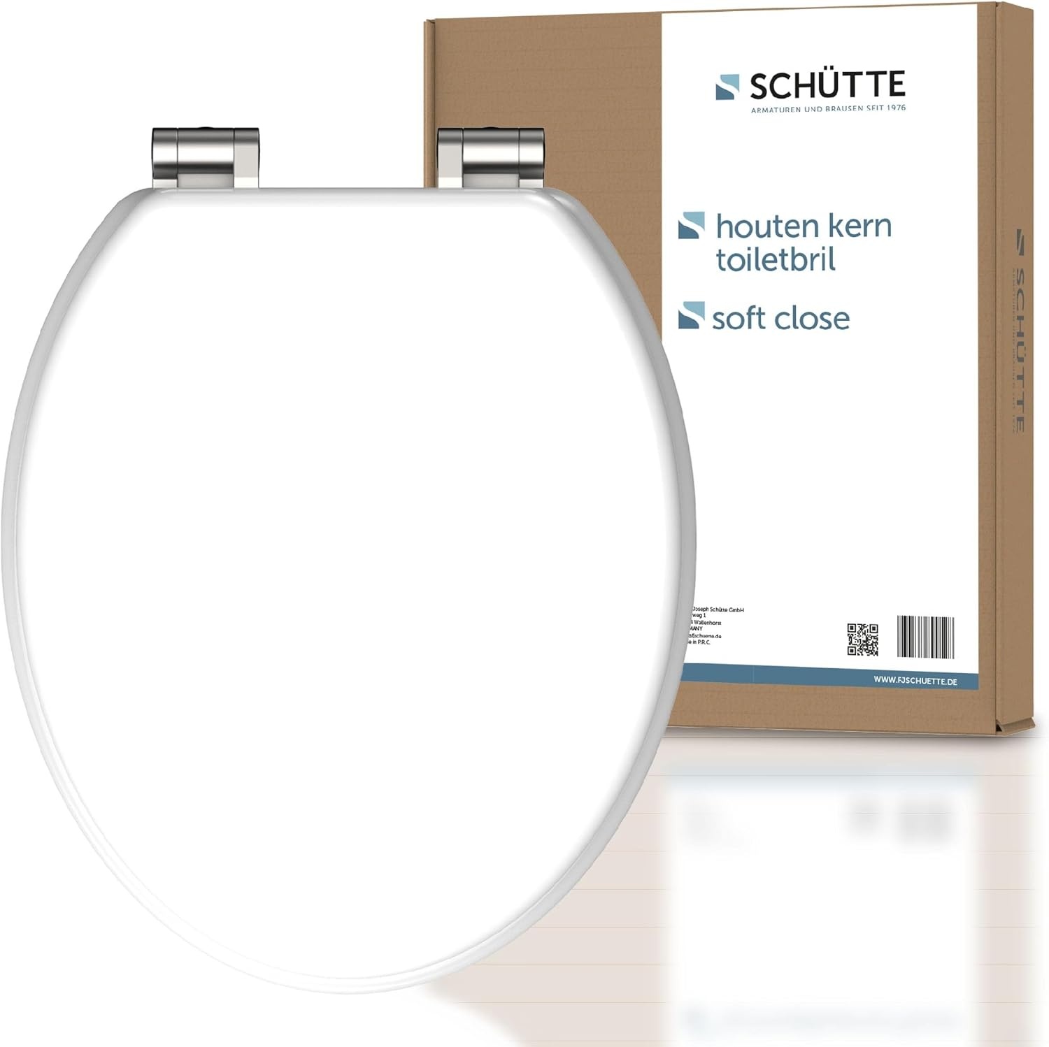 SCHÜTTE Wc-bril met softclosemechanisme van hout, toiletdeksel van MDF, houten kern, toiletbril met wc-deksel, wc-bril en deksel, belastbaar tot 175 kg, wit