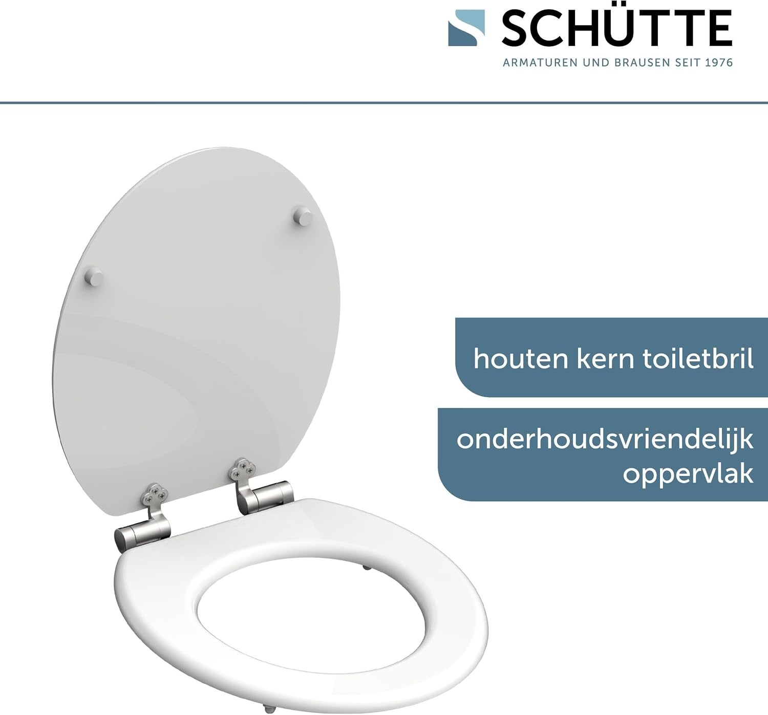 SCHÜTTE Wc-bril met softclosemechanisme van hout, toiletdeksel van MDF, houten kern, toiletbril met wc-deksel, wc-bril en deksel, belastbaar tot 175 kg, wit