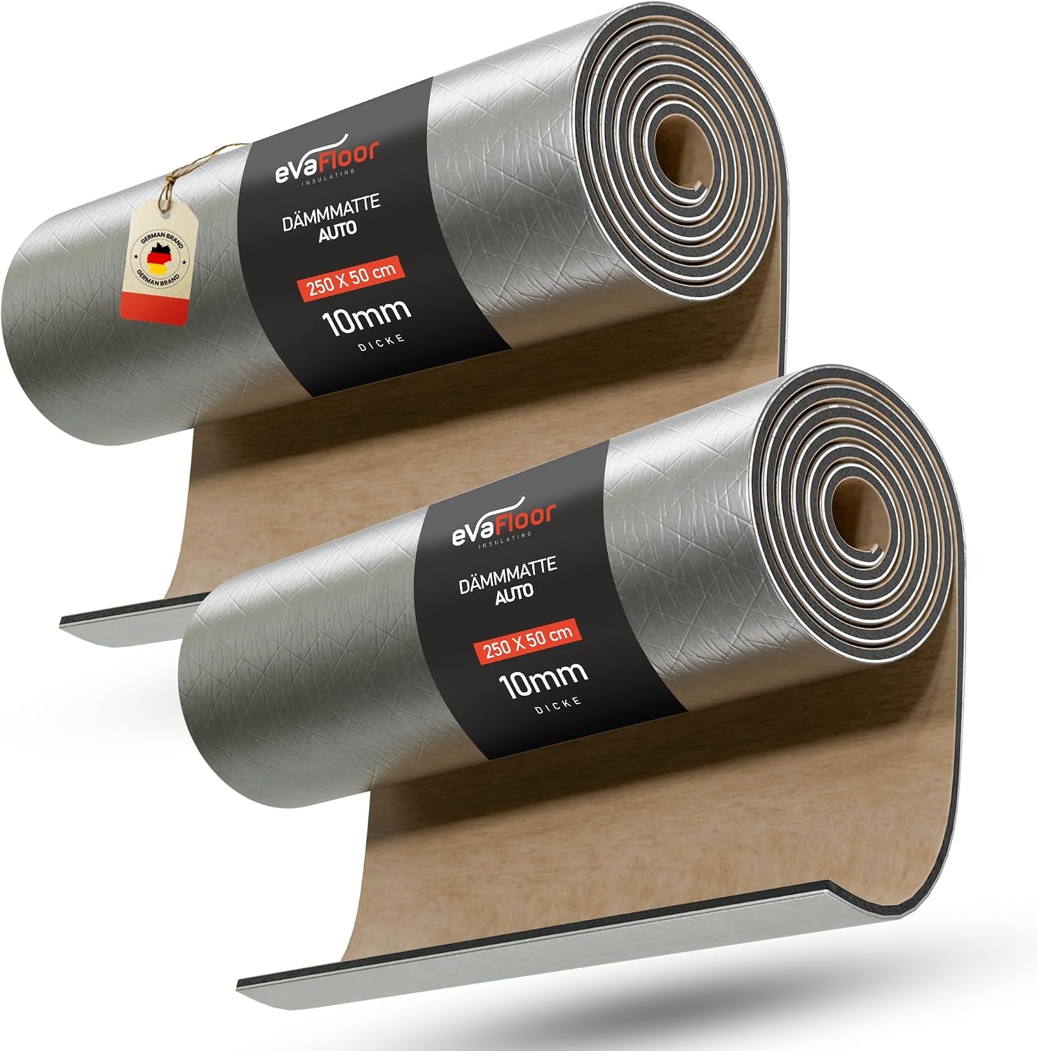 Zelfklevende warmte-isolatie, 250 x 50 cm, 10 mm dik, voor auto, perfect voor auto's, bestelwagens en campers (verpakking 2)